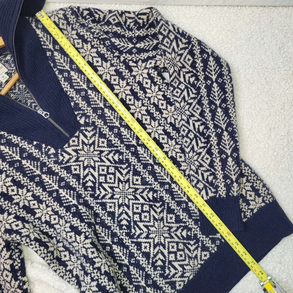 J. Crew Lambswool‎ Fair Isle Quarter Zip Sweater Men's Size Medium
